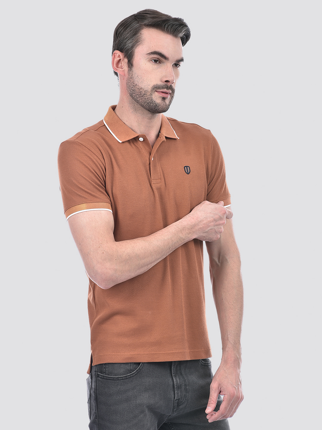 Numero Uno Men Striped Brown T-Shirt
